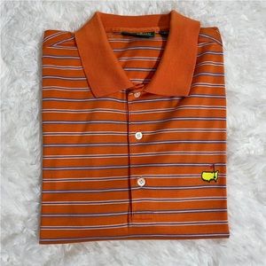 Amen Corner Polo Shirt Mens Extra Large Master Orange Stripe Short  Sleeve